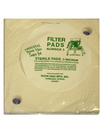 WINE FILTER PADS STERILE #3 for Buon Vino SUPER Jet Filter (Factory Pack of 3)