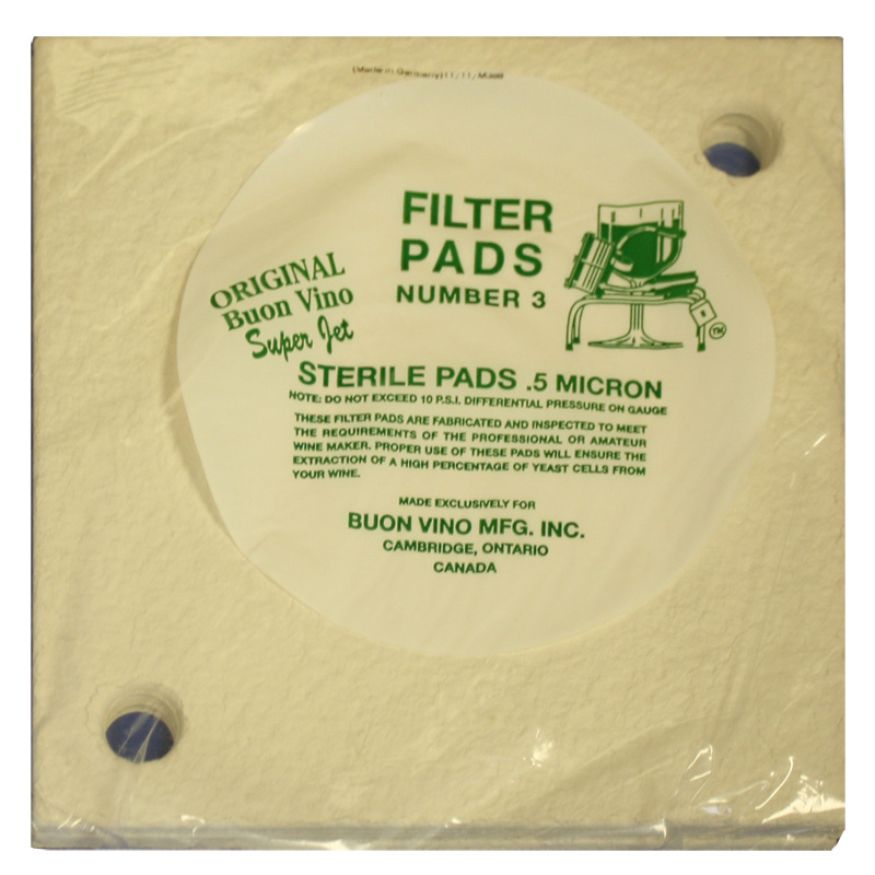 WINE FILTER PADS STERILE #3 for Buon Vino SUPER Jet Filter (Factory Pack of 3)
