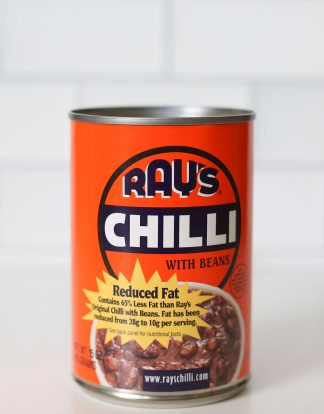 RAYS CHILLI REDUCED FAT 15oz Pop Top Can - Old Time 1914 Dallas Texas Chili Recipe from the Aldolphis Hotel Diner