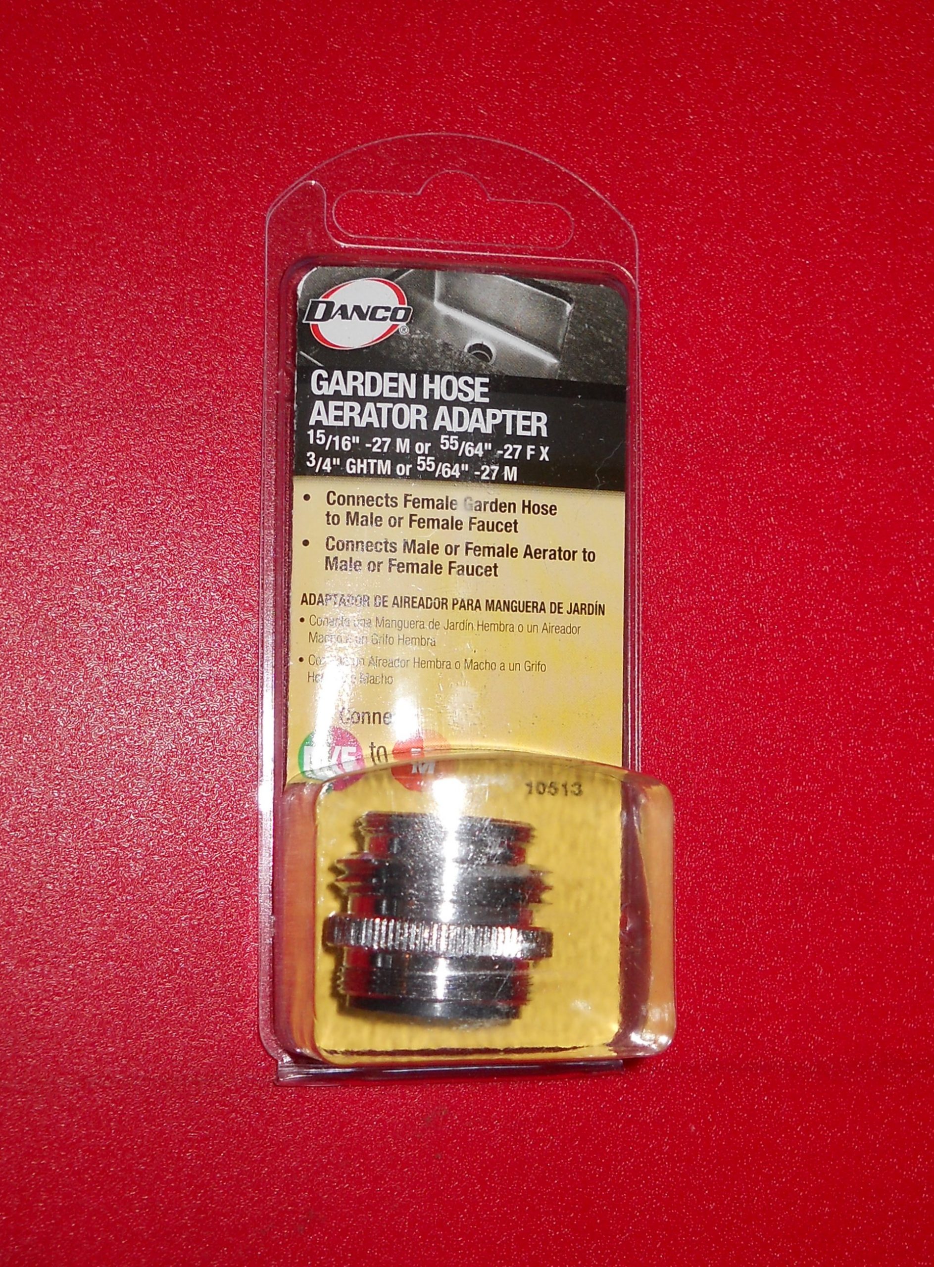 Danco Deluxe FAUCET ADAPTER Chrome Kitchen Sink Faucet TO GARDEN HOSE THREAD ADAPTOR 10513