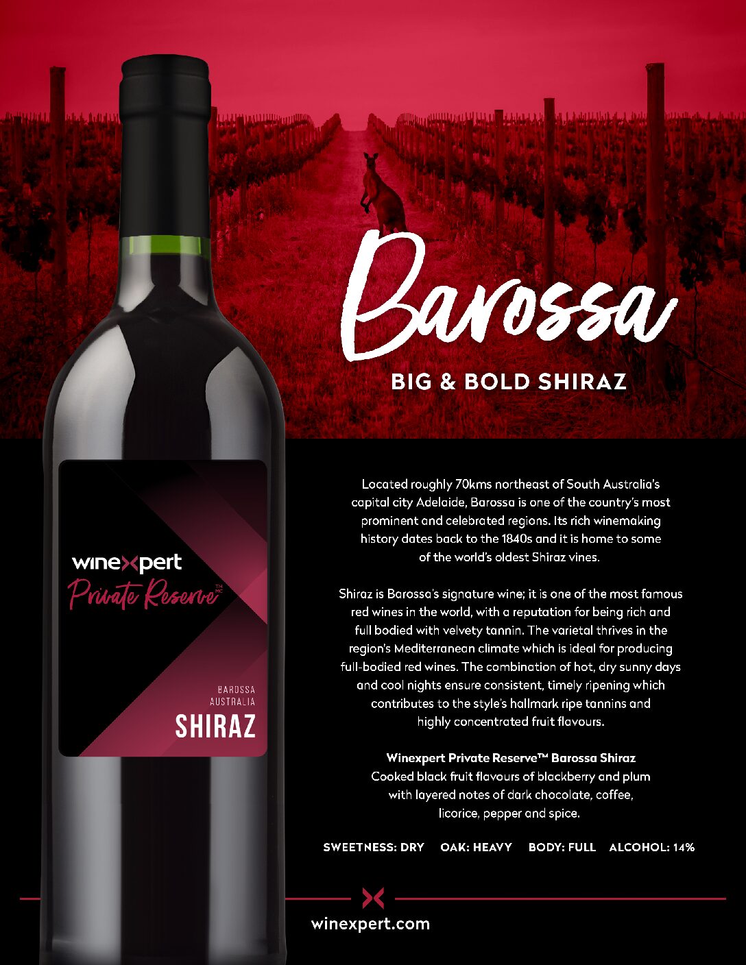 Private Reserve BAROSSA VALLEY SHIRAZ Ultra Premium 14L Wine Ingredient Kit from Winexpert - Makes 6 Gallons of Dry Red Wine LDC 3107 - Image 3