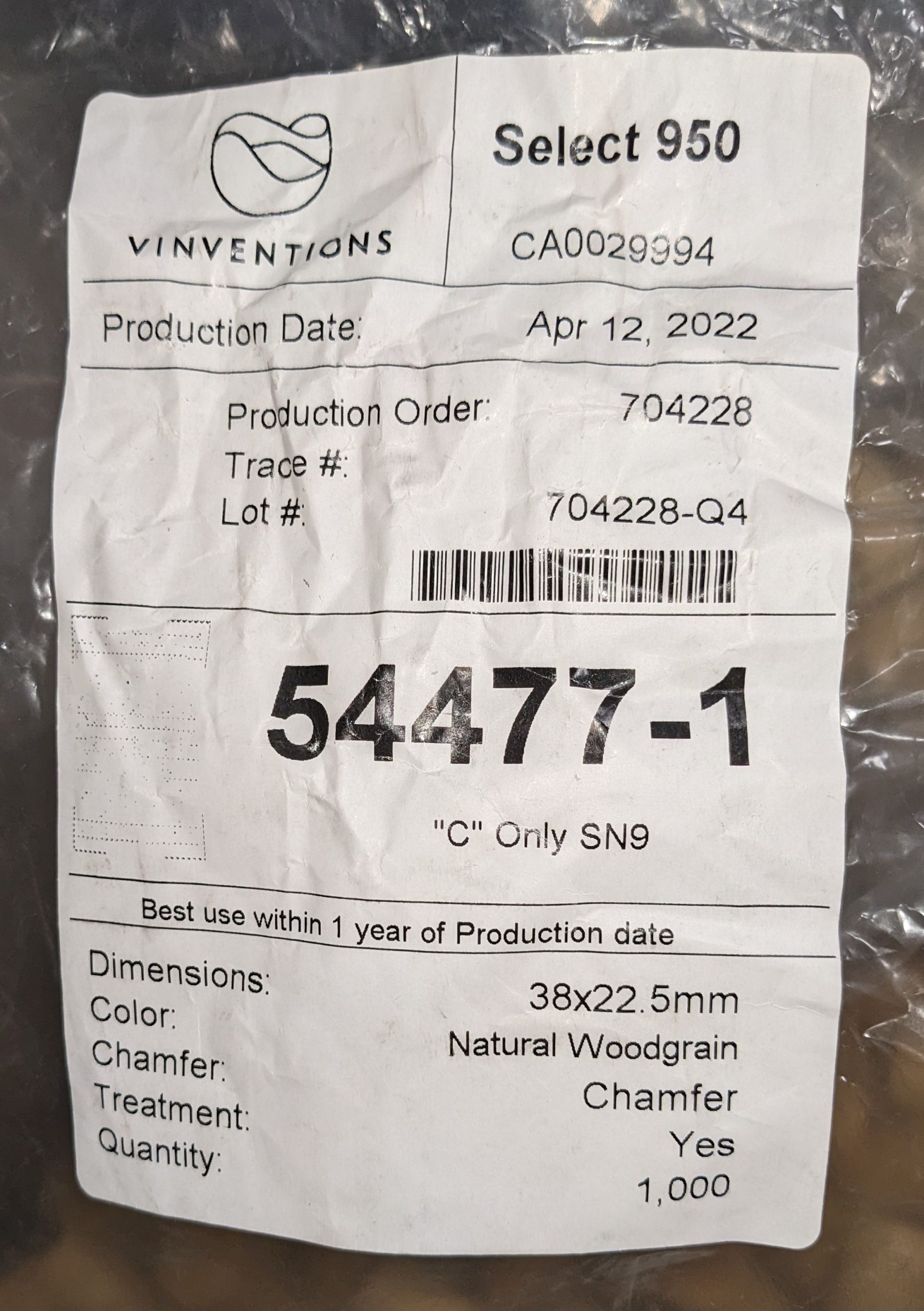 30PK SHORT #9 NOMACORC SELECT 950 SYNTHETIC WINE CORKS 1-1/2" 22.5mmX38mm Champfered with Plain Wood Grain Finish from Vinventions - Image 3