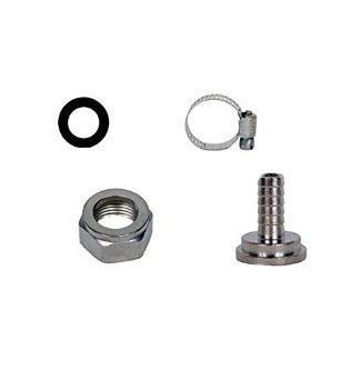 4PC TAILPIECE CONNECTOR KIT Straight Barb and Includes Beer Nut Washer Clamp and Stainless Nipple Tail Piece 3/16" ID 1/4" OD