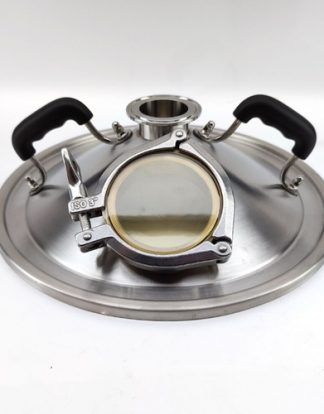 12" PORTED BREW KETTLE LID Pro 3" Triclamp Sight Glass Distillation Lid for 35L BrewZilla DigiBoil and Others KL25812