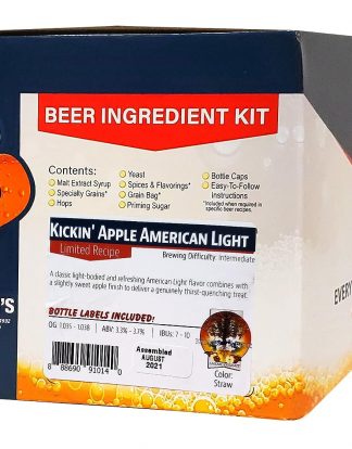 KICKIN APPLE AMERICAN LIGHT Beer Ingredient Kit from Brewer's Best 1014 (Limited Edition) Includes Labels
