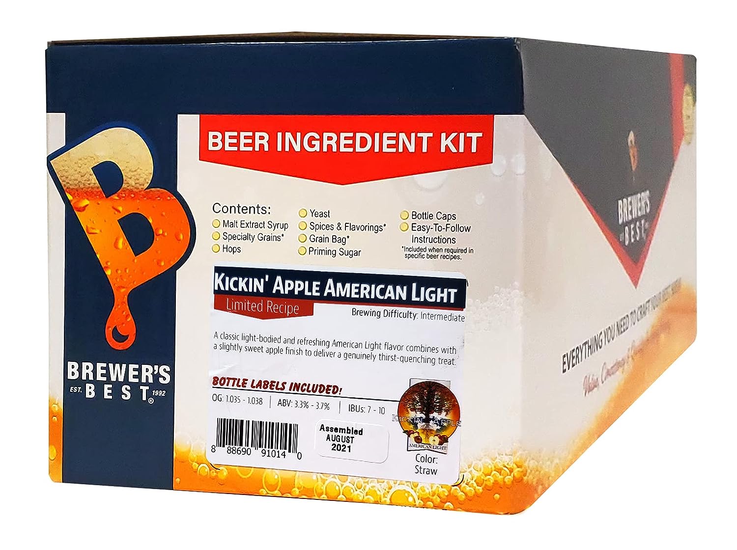 KICKIN APPLE AMERICAN LIGHT Beer Ingredient Kit from Brewer's Best 1014 (Limited Edition) Includes Labels