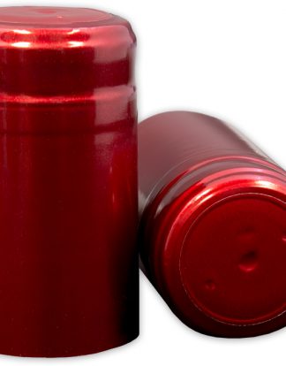 Winery Quality SHRINK CAPS 100 RUBY RED Metallic PVC Heat Shrink Capsules 30X55mm