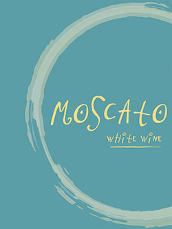 WINE BOTTLE LABELS Pack of 30 MOSCATO 'Cup Circle' Design White Wine Self-Adhesive Easy Peel