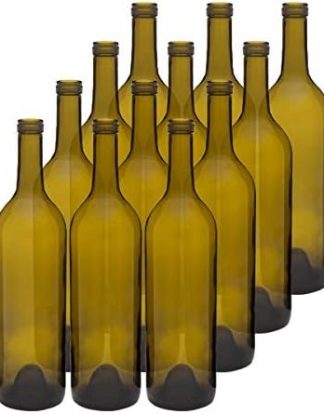 Bordeaux WINE BOTTLES Antique Green New Case of 12 Glass 750ml Cork Finish AKA Claret Dead Leaf Green