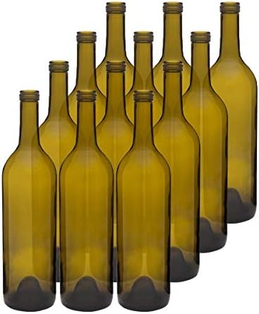 Bordeaux WINE BOTTLES Antique Green New Case of 12 Glass 750ml Cork Finish AKA Claret Dead Leaf Green