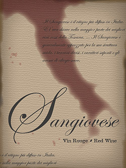 SANGIOVESE WINE BOTTLE LABELS Pack of 30 Map of Italy Design Removable Self-Adhesive and Easy to Peel Off