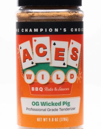 ACES WILD OG WICKED PIG BBQ Dry Rub - 9.8oz Shaker Bottle Professional Grade Tenderizer