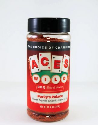 DISCONTINUED ACES WILD PORKY'S PALACE BBQ Dry Rub - 10.6oz Shaker Bottle Professional Grade Paprika and Garlic