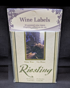 WINE BOTTLE LABELS Pack of 30 RIESLING 'Castle Side in Frame' Design White Wine Gummed Labels