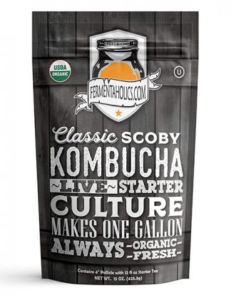 Fermentaholics Kombucha SCOBY & Starter Tea | Live, Fresh, Organic Starter Culture | DIY Kombucha | 12oz Fresh Starter Tea