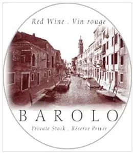 WINE BOTTLE LABELS Pack of 30 BAROLO 'Brown Canal Scene' Design Red Wine Self-Adhesive Easy Peel