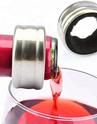 WINE BOTTLE DRIP COLLAR - Classy Stainless Steel Drip Ring with Felt Liner Krome C977