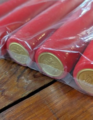 500 Pack GLOSSY RED SHRINK CAPSULES with GOLD TOPS 30.5x55 PVC Caps for Wine Bottles