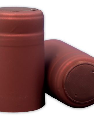 Winery Quality SHRINK CAPS 30 Metallic BURGUNDY With Plain Top 29.5x55 PVC Heat Shrink Capsules