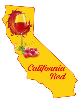 CALIFORNIA RED GENERIC WINE Bottle Labels Pack of 30 Map of Cali Design Die Cut Full Color Self-Adhesive Easy Peel Labels from HJL Designs LTD