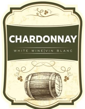 CHARDONNAY Wine Bottle Labels Pack of 30 Maroon Old Wooden Barrel Design Die Cut Full Color Self-Adhesive Easy Peel Labels from HJL Designs LTD