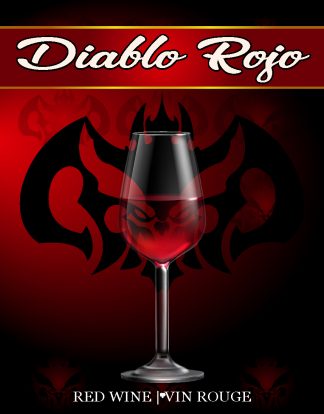 DIABLO ROJO GENERIC RED WINE Bottle Labels Pack of 30 Glass and Bat Design Die Cut Full Color Self-Adhesive Easy Peel Labels from HJL Designs LTD