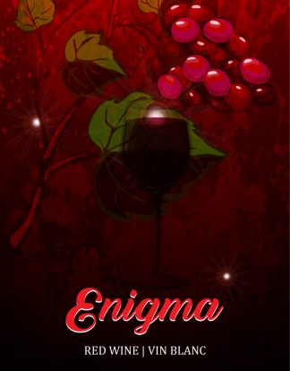ENIGMA GENERIC RED WINE Bottle Labels Pack of 30 Maroon Red Grapes Design Die Cut Full Color Self-Adhesive Easy Peel Labels from HJL Designs LTD
