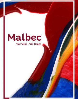 MALBEC Wine Bottle Labels Pack of 30 Maroon Floral Design Die Cut Full Color Self-Adhesive Easy Peel Labels from HJL Designs LTD