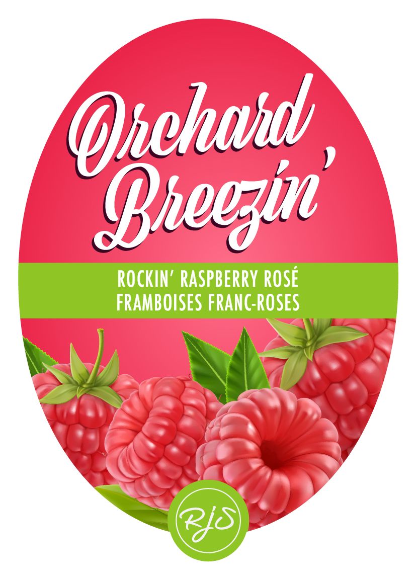 OBRE ROCKIN' RASPBERRY Orchard Breezin' Wine Bottle Labels Pack of 30