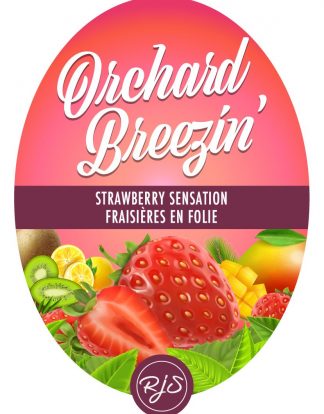 OBRE STRAWBERRY SENSATION Orchard Breezin' Wine Bottle Labels Pack of 30 Die Cut Full Color Self-Adhesive Easy Peel Labels from HJL Designs LTD