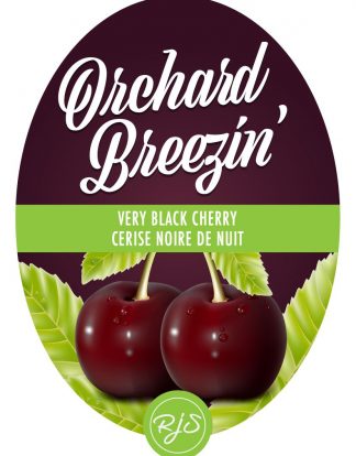 OBRE VERY BLACK CHERRY Orchard Breezin' Wine Bottle Labels Pack of 30 Die Cut Full Color Self-Adhesive Easy Peel Labels from HJL Designs LTD