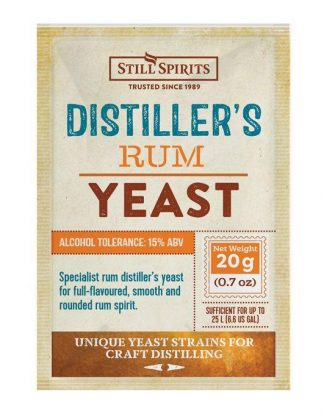 FINE RUM YEAST from Still Spirits - Perfect for CariBbean Style Light or Dark Rum in Pot Stills 20g Pack Makes 6.6 Gallons