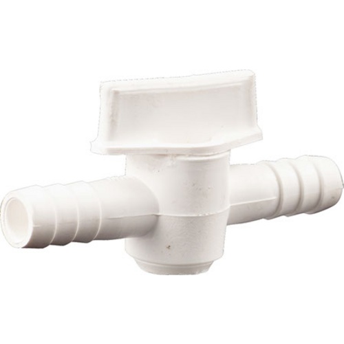 Ferrari INLINE BALL VALVE For Racking Cane and Bottle Fillers White Plastic with 3/8 Barbs to Fit 5/16 or 3/8 Poly Tubing