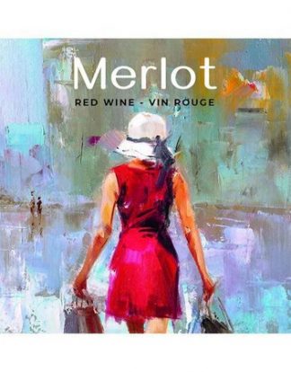 MERLOT WINE Bottle Labels Pack of 30 'Fashion Lady' Expressionist Design Self-Adhesive Easy Peel