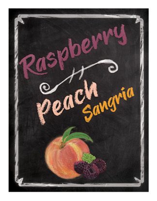 RASPBERRY PEACH SANGRIA WINE Bottle Labels Pack of 30 Black 'Chalkboard Menu' Design Self-Adhesive Easy Peel