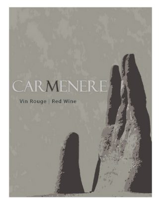CARMENERE WINE Bottle Labels Pack of 30 Grey 'Hand Reaching' Expressionist Design Self-Adhesive Easy Peel
