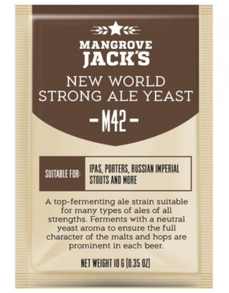M42 NEW WORLD STRONG ALE YEAST Mangrove Jacks 10.5g Single Pack for High ABV High Hop brews BZZZ3704