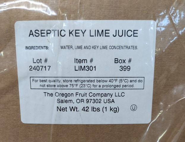 42LB KEY LIME PUREE Oregon Fruit Products 19kg Bag in Box (Special Order) - Image 4