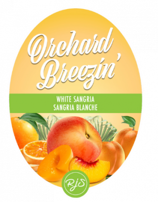WHITE SANGRIA Wine Bottle Labels Pack of 30 Orchard Breezin Oval Die Cut Full Color Self-Adhesive Easy Peel Labels from HJL Designs LTD