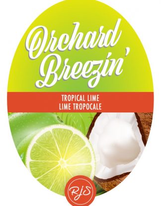 TROPICAL LIME WINE Bottle Labels Pack of 30 Orchard Breezin Oval Die Cut Full Color Self-Adhesive Easy Peel Labels from HJL Designs LTD