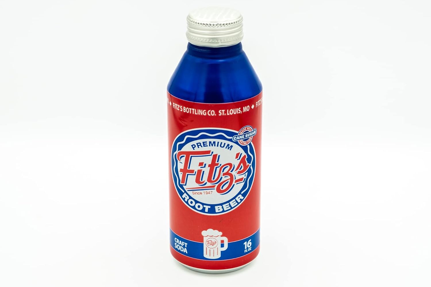 12PK Fitz's Premium Root Beer St Louis Craft Soda 16oz Aluminum Bottles (Full Case)
