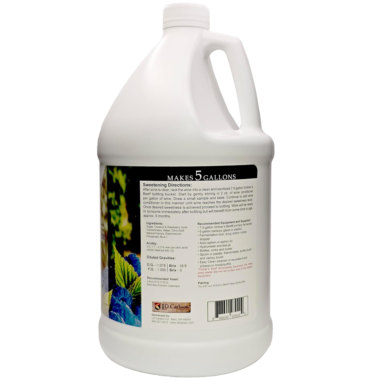 BLUE RASPBERRY WINE BASE Vintner's Best 128oz Fruit Wine Base - Makes 5 Gallons - Image 2
