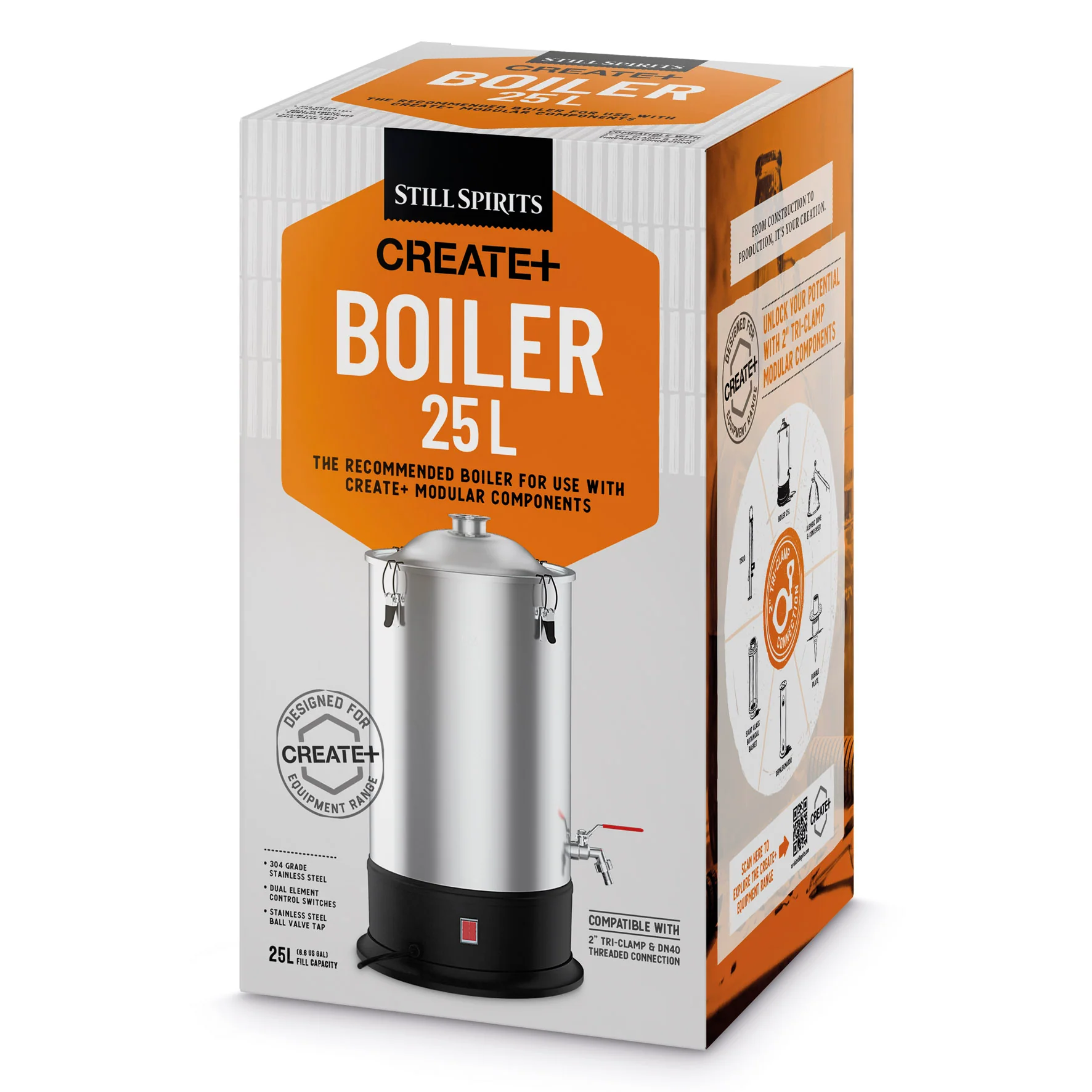 STILL SPIRITS CREATE+ ELECTRIC BOILER (T500) 120V 5 GALLONS 25L Includes 2" Triclamp Distillation Lid (JUST ADD A COLUMN)
