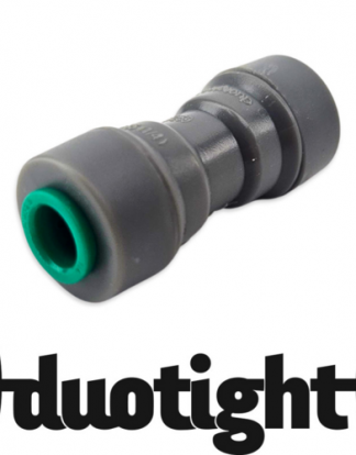DUOTIGHT JOINER 6.35mm (1/4" OD) Push To Connect Acetal Plastic John Guest type Push-In Draft Fitting DUO1630