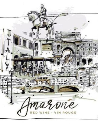 AMARONE RED WINE BOTTLE LABELS Pack of 30 Florence Piazza Medici Horse Design Self-Adhesive Easy Peel