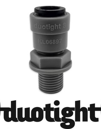 DUOTIGHT REGULATOR or MANIFOLD FITTING 8mm (5/16" OD) x 1/4" Male Thread Push To Connect Acetal Plastic John Guest type Push-In Draft Fitting DUO103