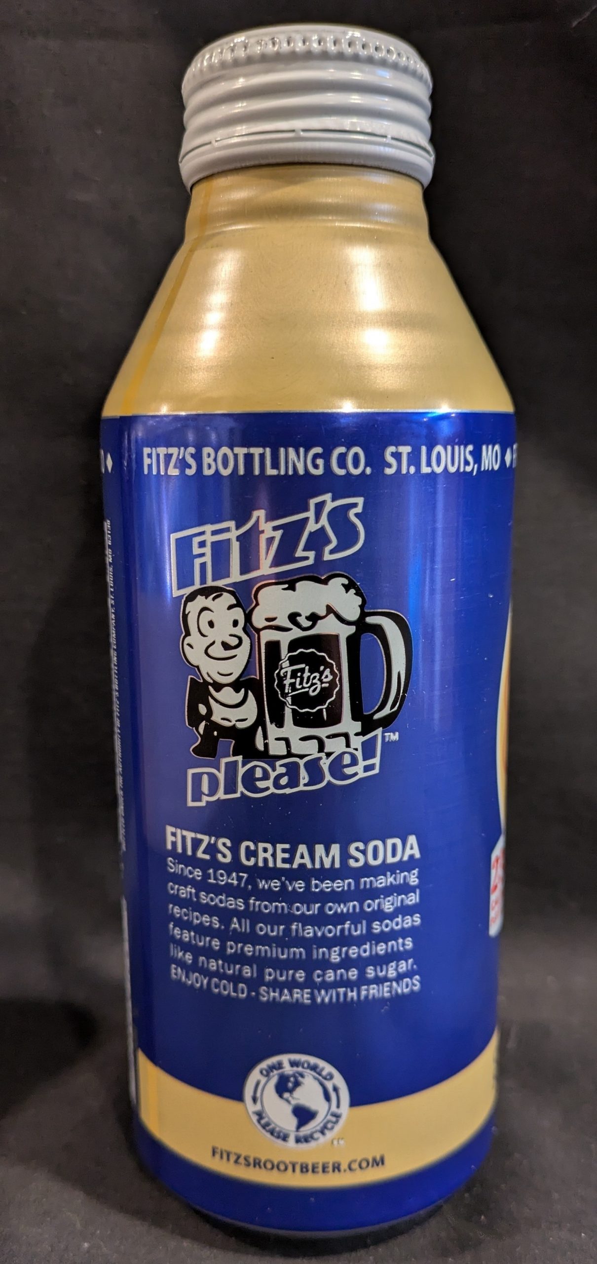 12PK Fitz's Premium Cream Soda St Louis Craft Soda 16oz Aluminum Bottles (Full Case) - Image 4