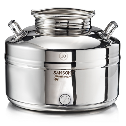 WATER VERSION La Nuova Sansone Stainless Fusti Tank - 10L (2.6 Gal) for Fermentation or Storage Includes Spigot