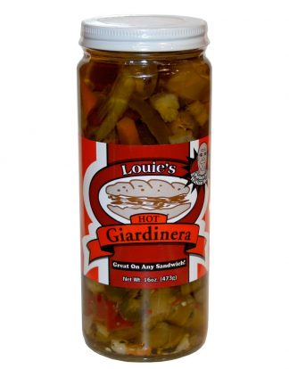 LOUIE'S P&R HOT GIARDINIERA Small Batch Crafted Vegetable and Pepper Medley 16oz (Small Batch Southern Illinois Product)