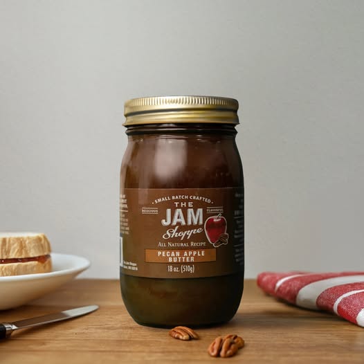 PECAN APPLE BUTTER Small Batch Crafted 18oz in Reusable Pint Mason Jar from The Jam Shoppe